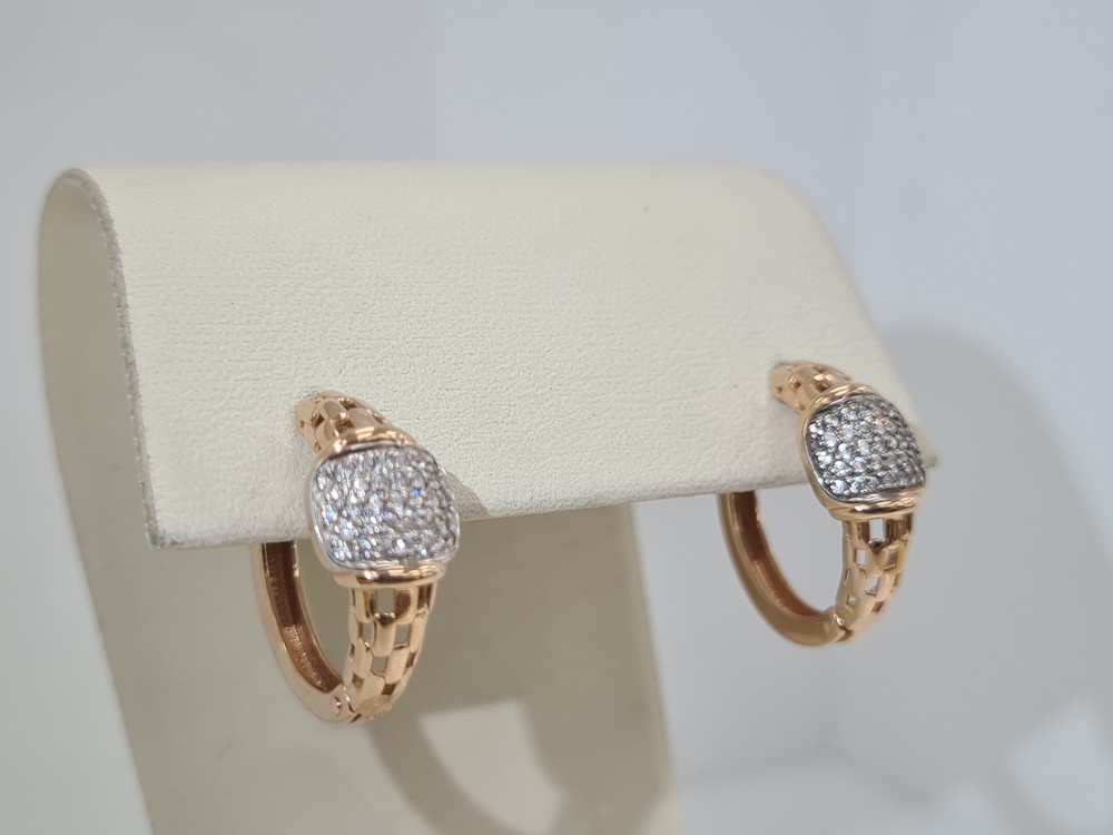 С5015 СЕРЬГИ КОЛЬЦА с камнями (Au 585)