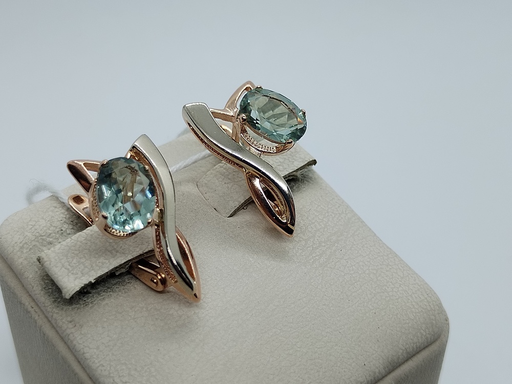 СКМ585 СЕРЬГИ С КАМНЕМ (Au 585)