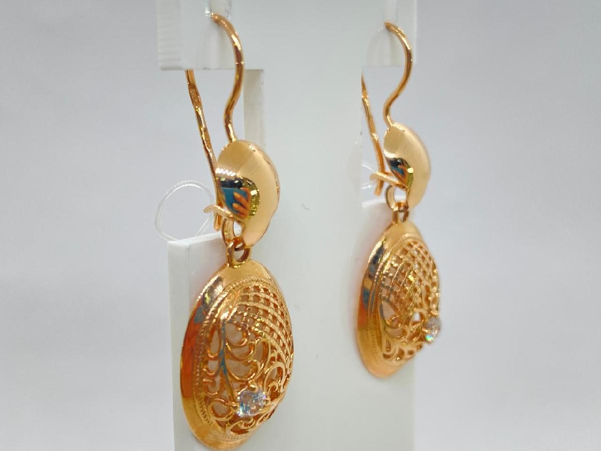 СЕРЬГИ ПЕТЕЛЬКА с камнем (Au 585)