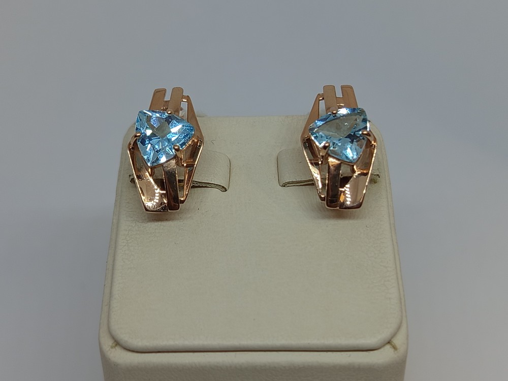 СКМ585 СЕРЬГИ С КАМНЕМ (Au 585)