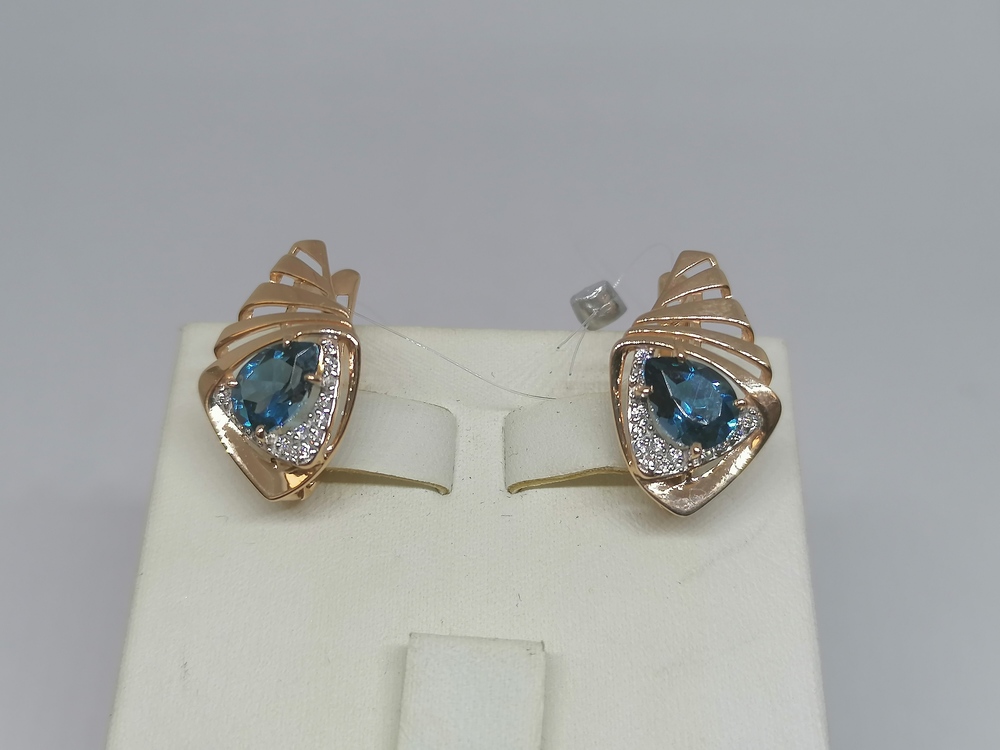 СЕРЬГИ ЛОНДОН-ТОПАЗ с камнями (Au 585)