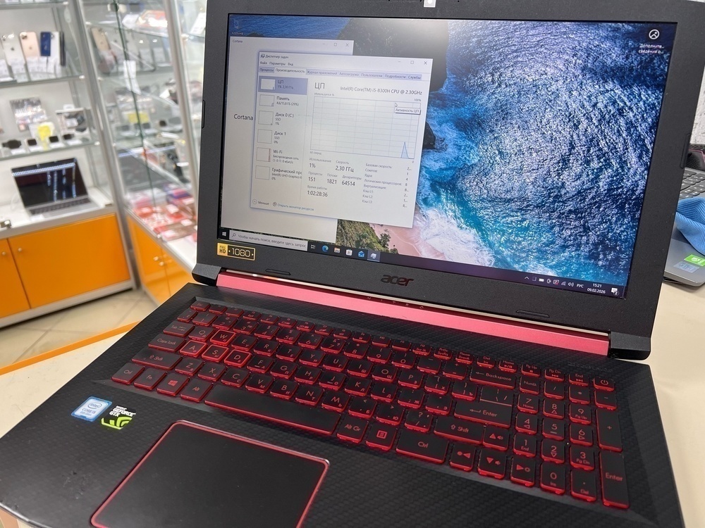 Ноутбук Acer; Core i5-8300H, GeForce GTX 1050 Ti, 16 Гб, 120 Гб, Нет