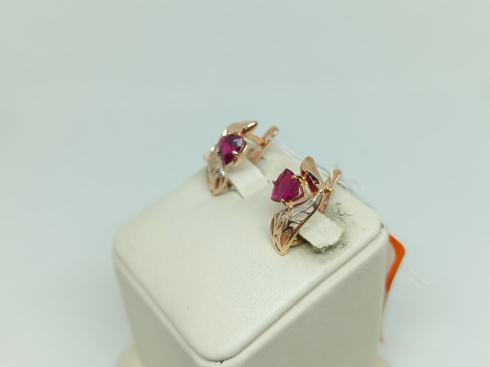 СКМ585 СЕРЬГИ С КАМНЕМ (Au 585)