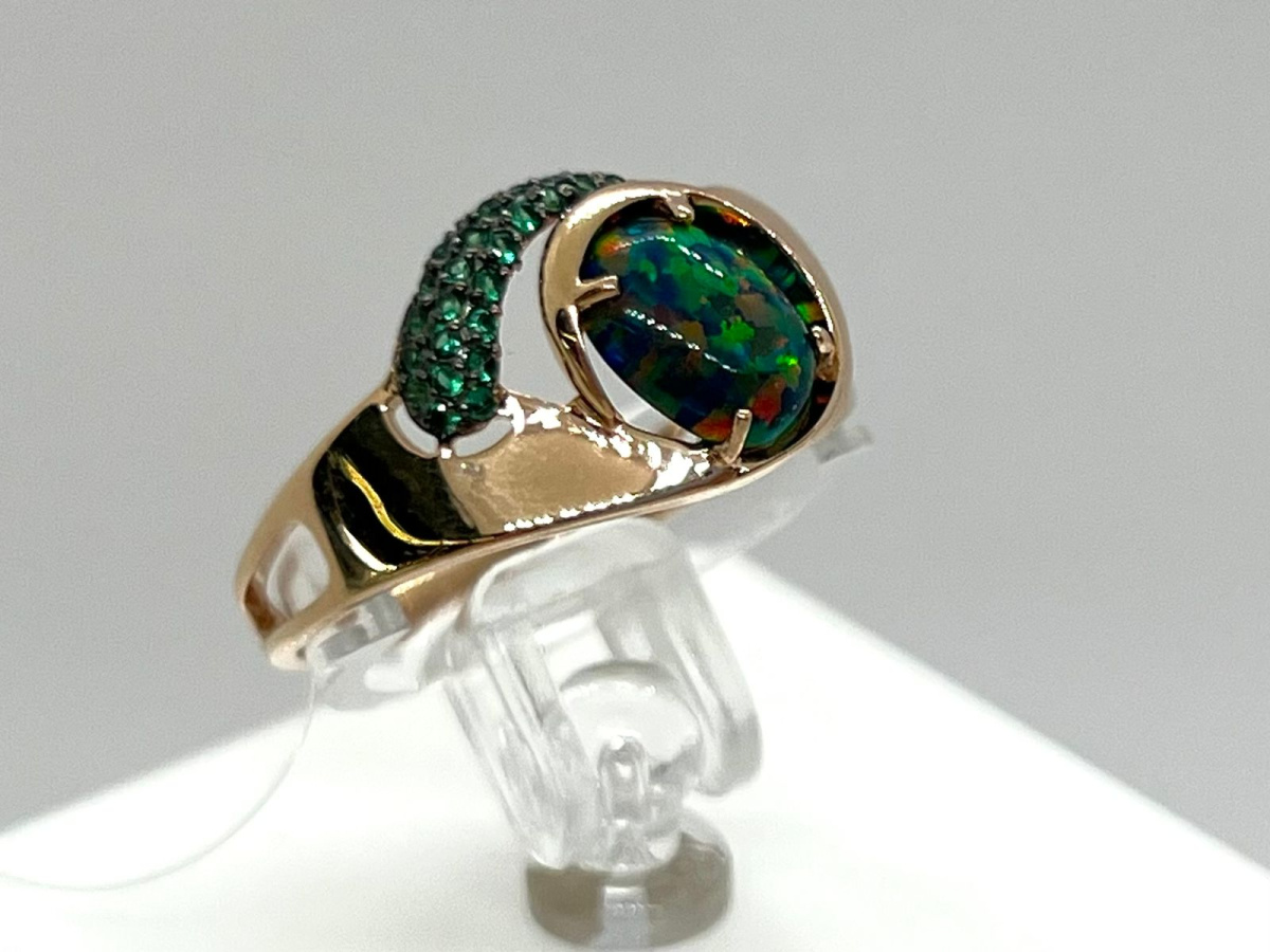 КОЛЬЦО ОПАЛ с камнями (Au 585)