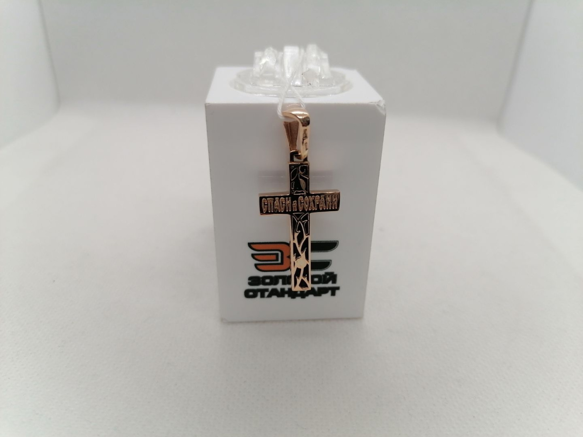 ПОДККИ585 ПОДВЕСКА КРЕСТ С КАМНЕМ (Au 585)