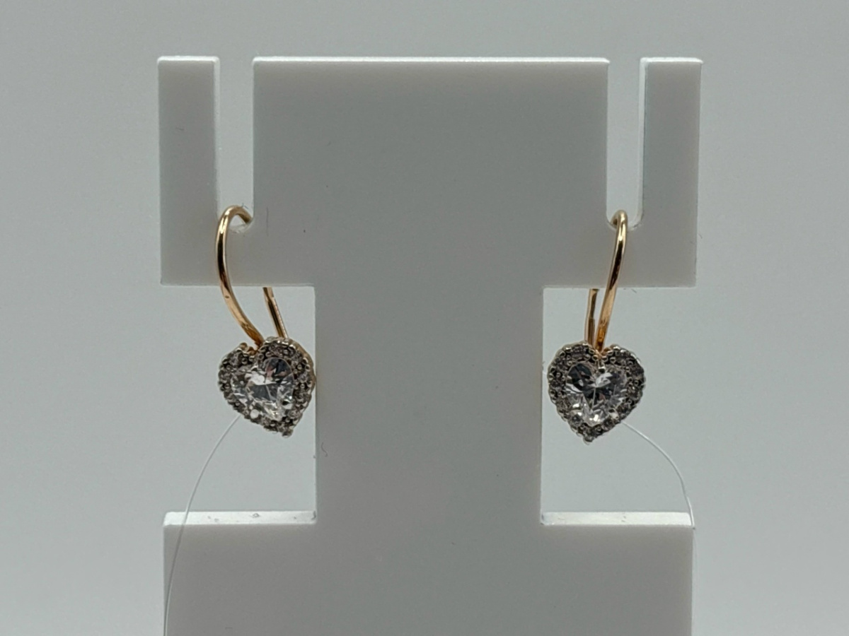 СЕРЬГИ ПЕТЕЛЬКА с камнями (Au 585)