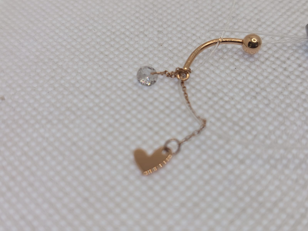 ПИРСИНГ В ПУПОК с камнем (Au 585)