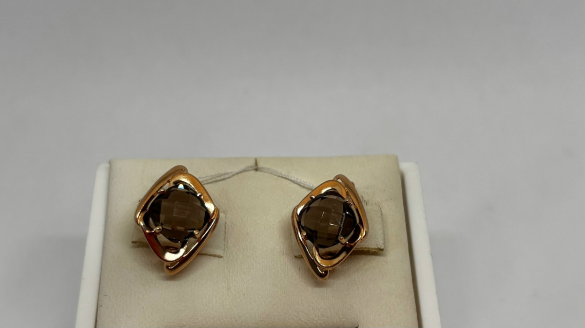 СКМ585 СЕРЬГИ С КАМНЕМ (Au 585)