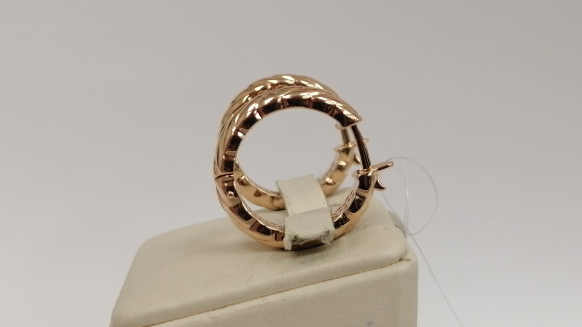 СЕРЬГИ КОНГО Рифленые (Au 585)