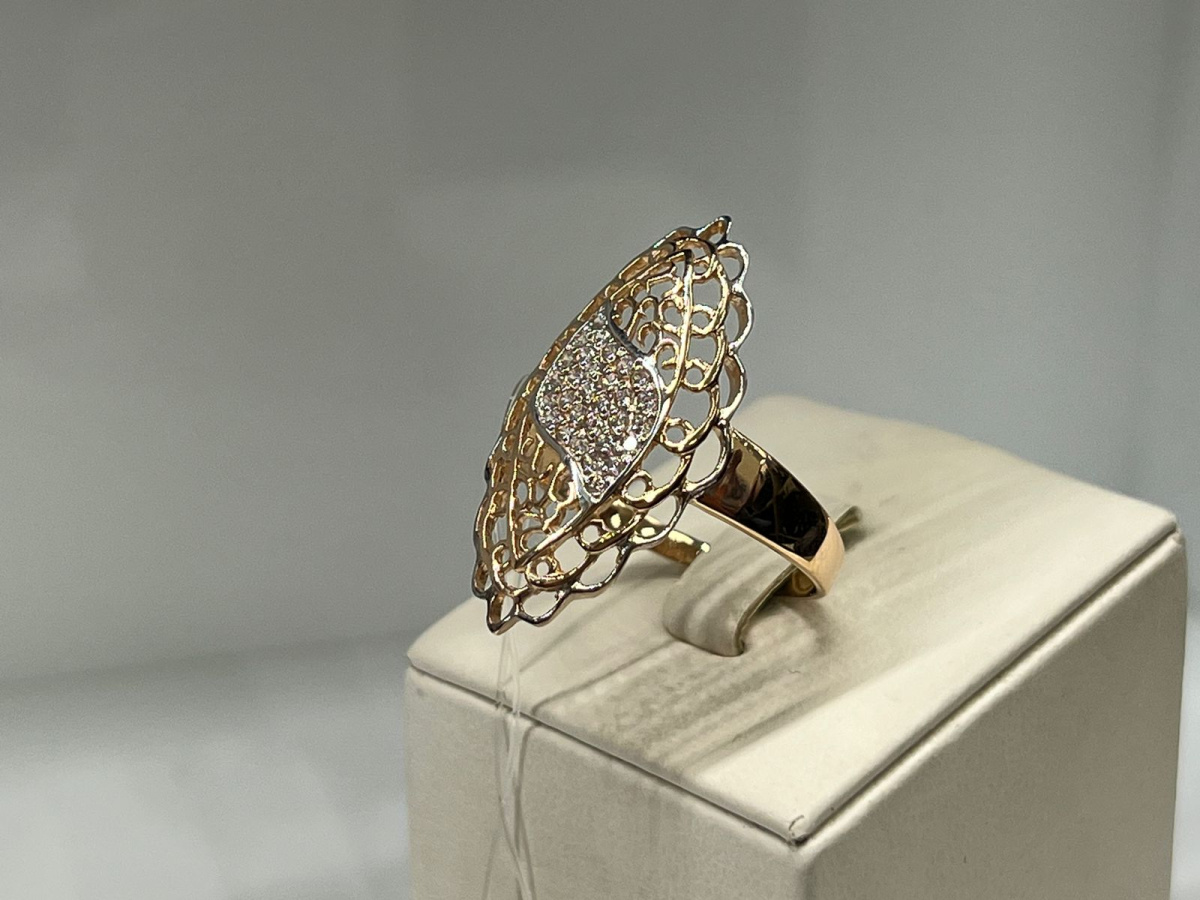 К-422_au КОЛЬЦО С КАМНЯМИ (Au 585)