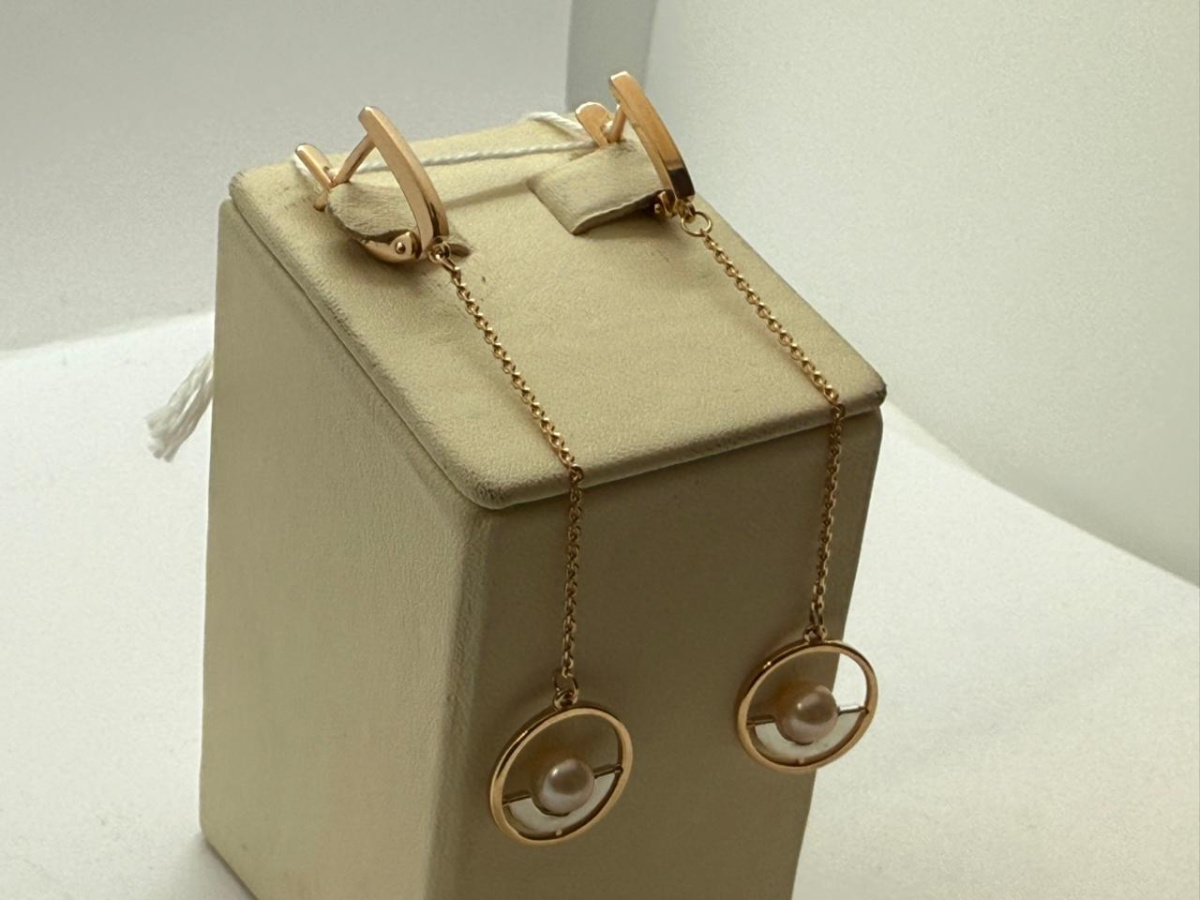 СКМ585 СЕРЬГИ С КАМНЕМ (Au 585)