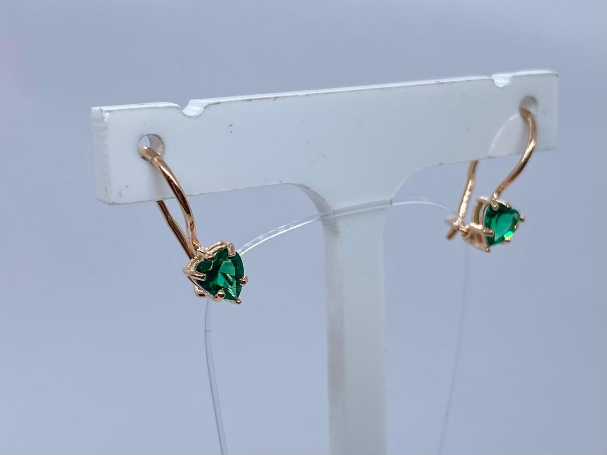 СЕРЬГИ ПЕТЕЛЬКА с камнем (Au 585)