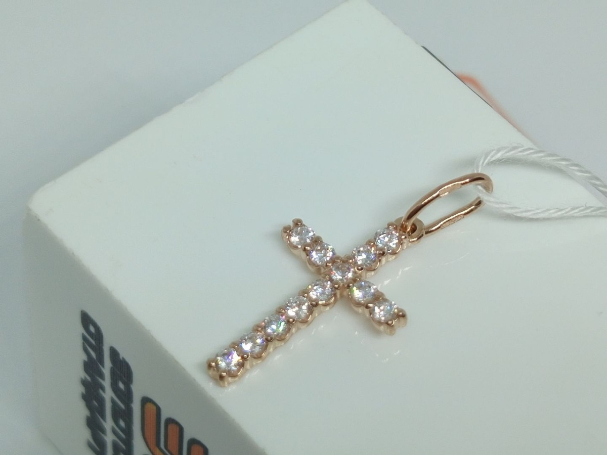 ПОДККИ585 ПОДВЕСКА КРЕСТ С КАМНЯМИ (Au 585)