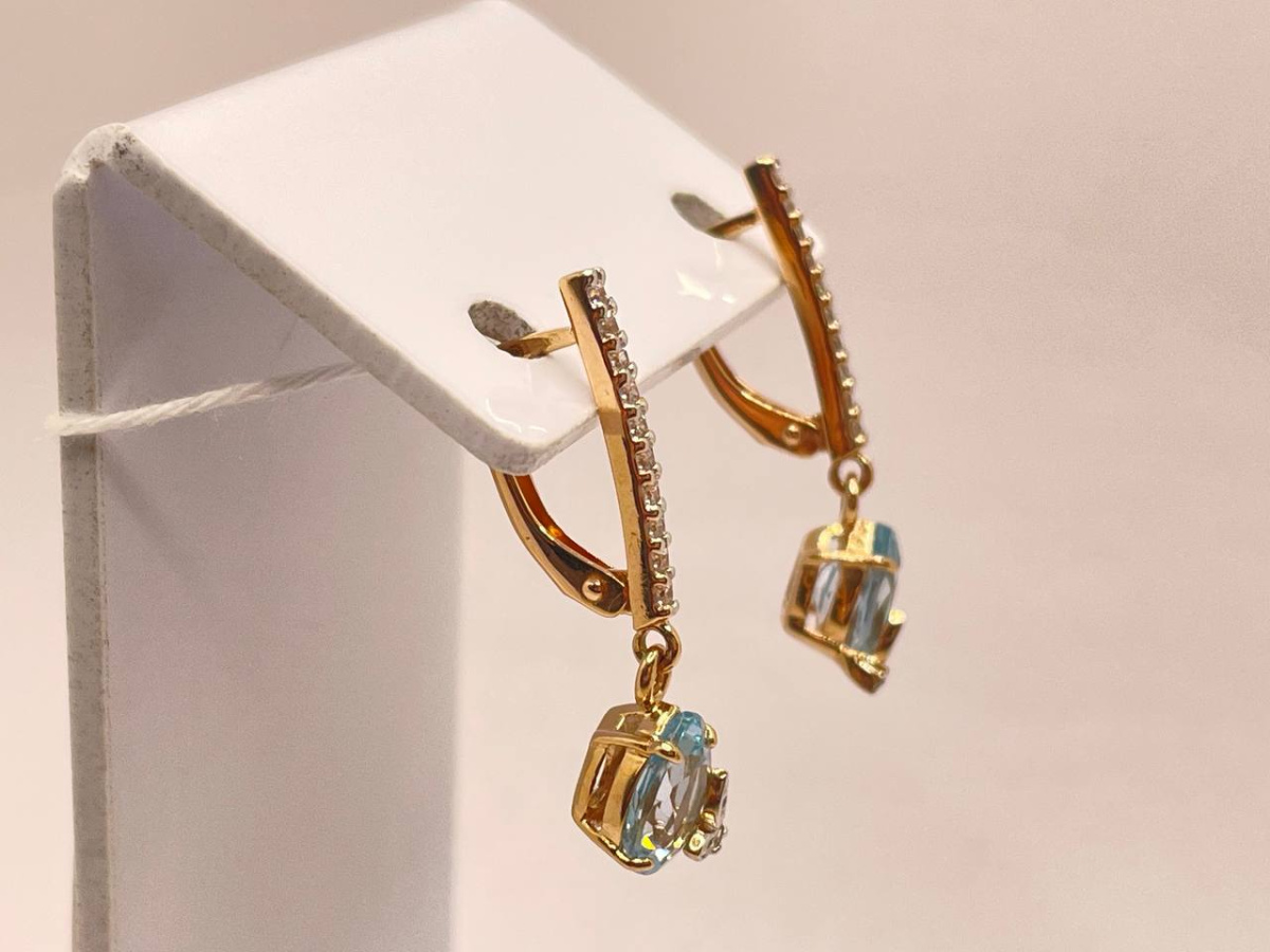 СКМИ585 СЕРЬГИ С КАМНЯМИ (Au 585)