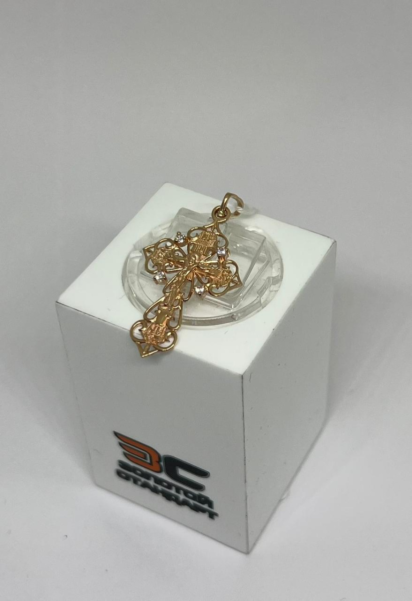 ПОДККИ585 ПОДВЕСКА КРЕСТ С КАМНЯМИ (Au 585)