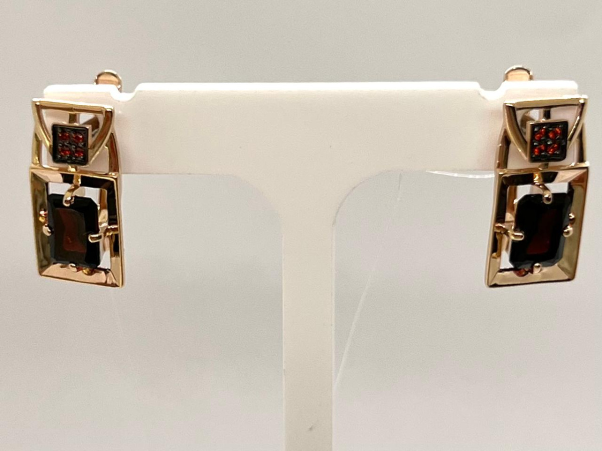 СЕРЬГИ ГРАНАТ с камнями (Au 585)