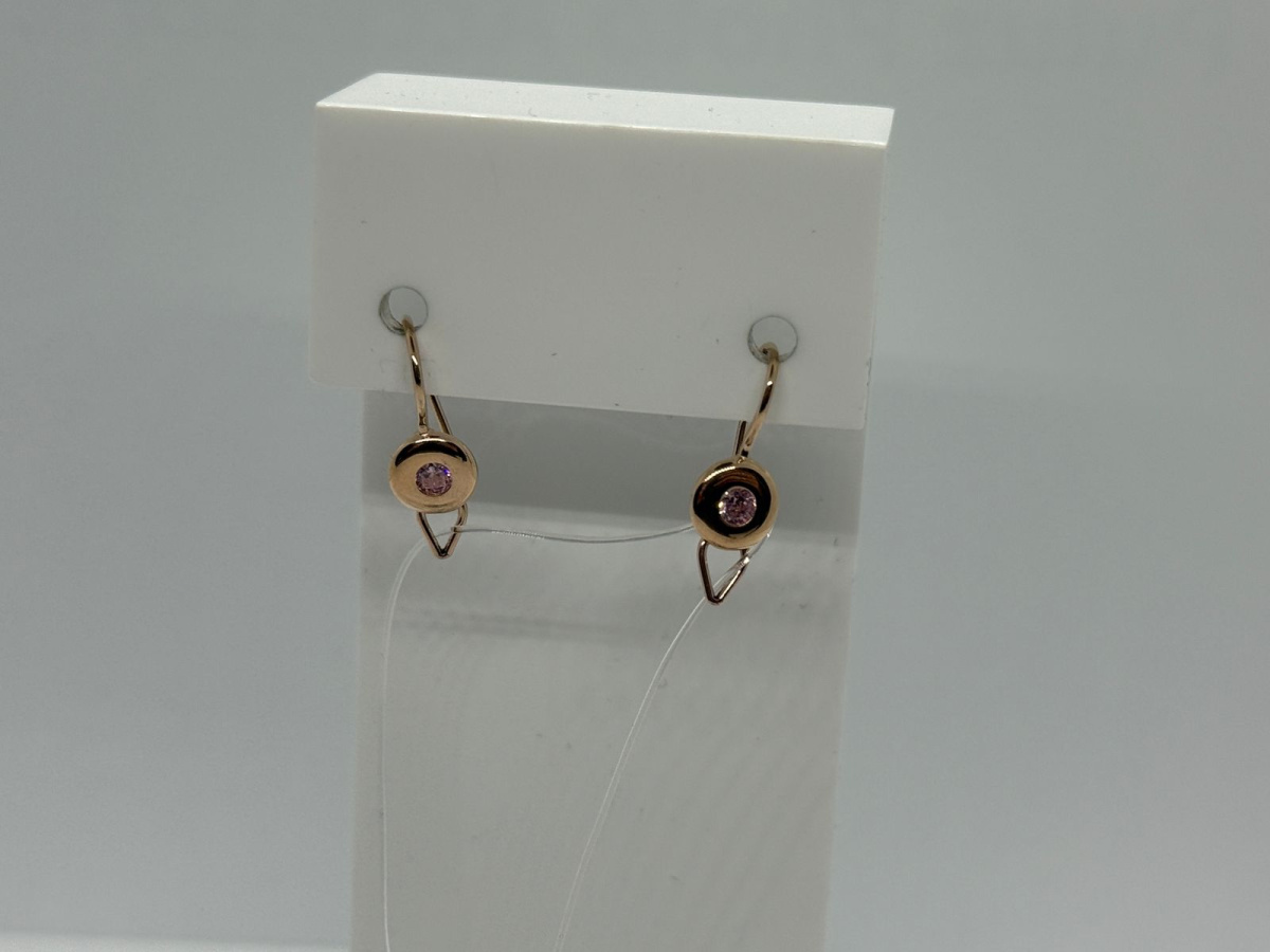 СЕРЬГИ ПЕТЕЛЬКА с камнем (Au 585)