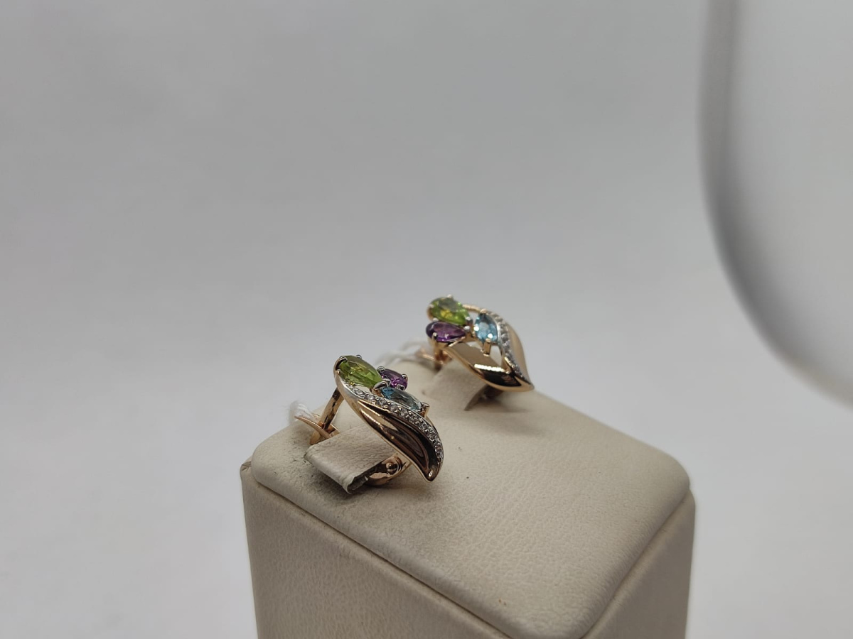 СКМИ585 СЕРЬГИ С КАМНЯМИ (Au 585)