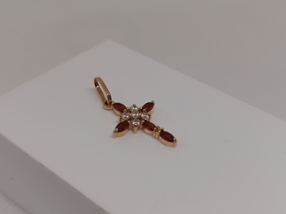 ПОДВЕСКА КРЕСТ С КАМНЯМИ (Au 585)