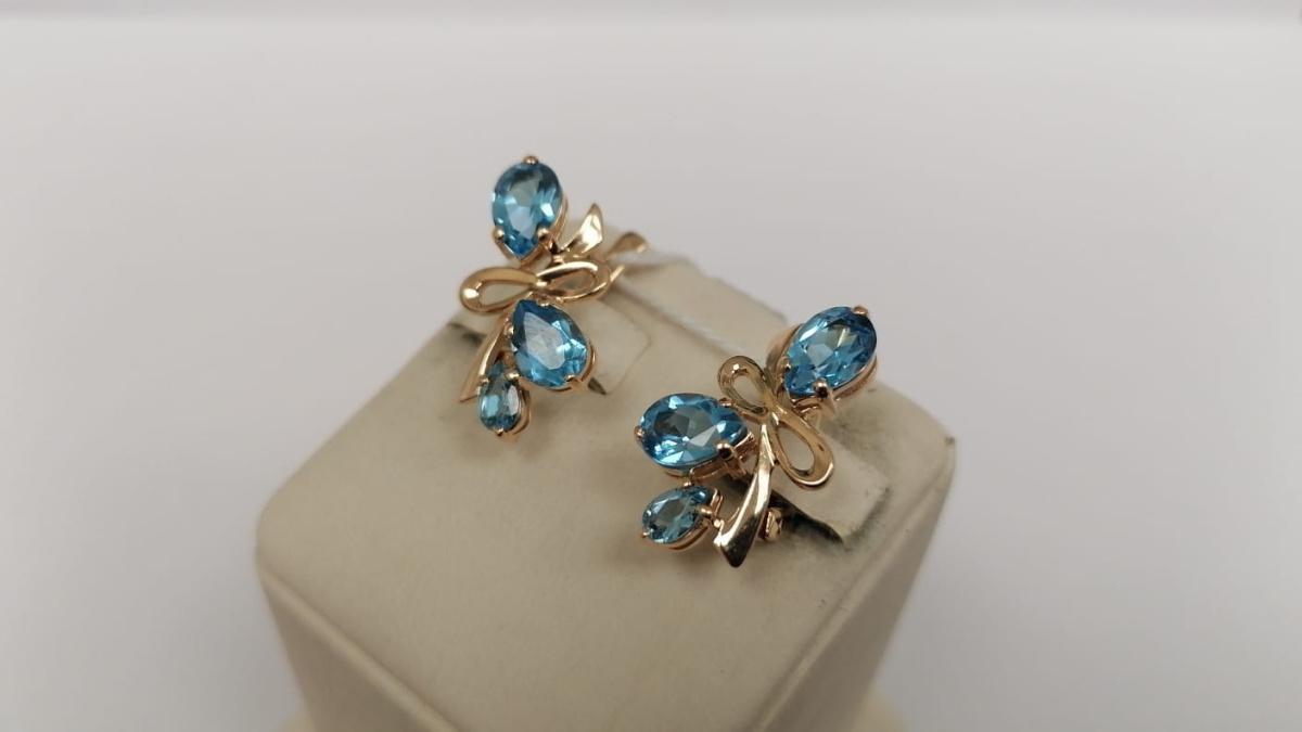 СКМИ585 СЕРЬГИ С КАМНЯМИ (Au 585)