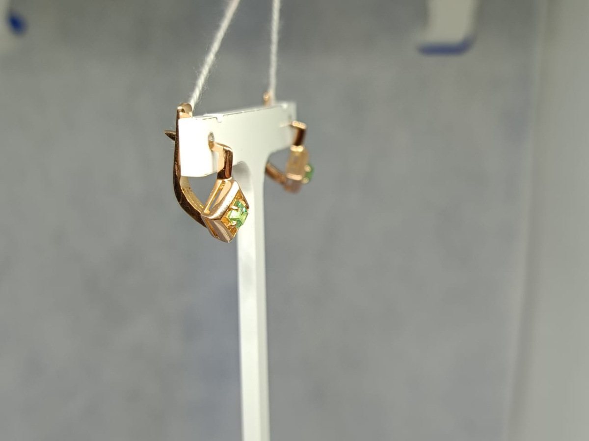 СКМ585 СЕРЬГИ С КАМНЕМ (Au 585)