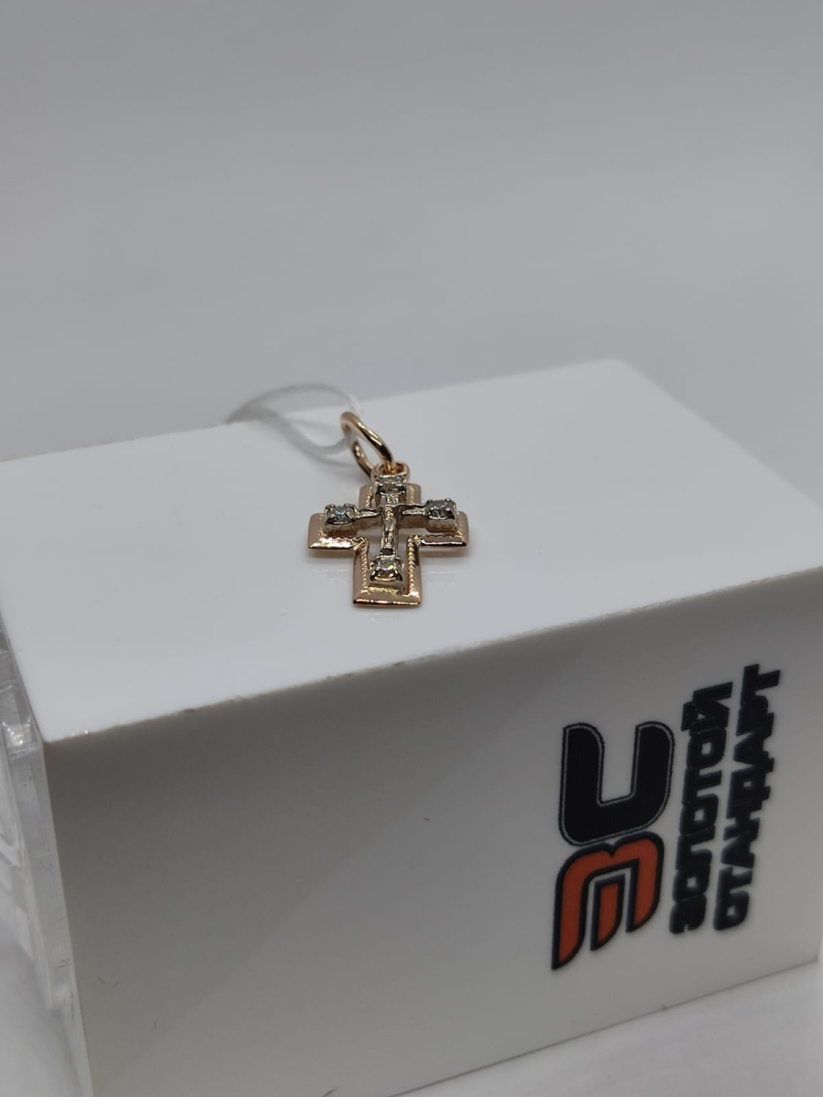 ПОДККИ585 ПОДВЕСКА КРЕСТ С КАМНЯМИ (Au 585)