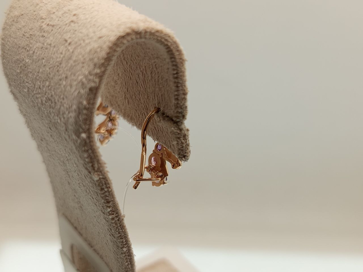 СЕРЬГИ ПЕТЕЛЬКА с камнями (Au 585)