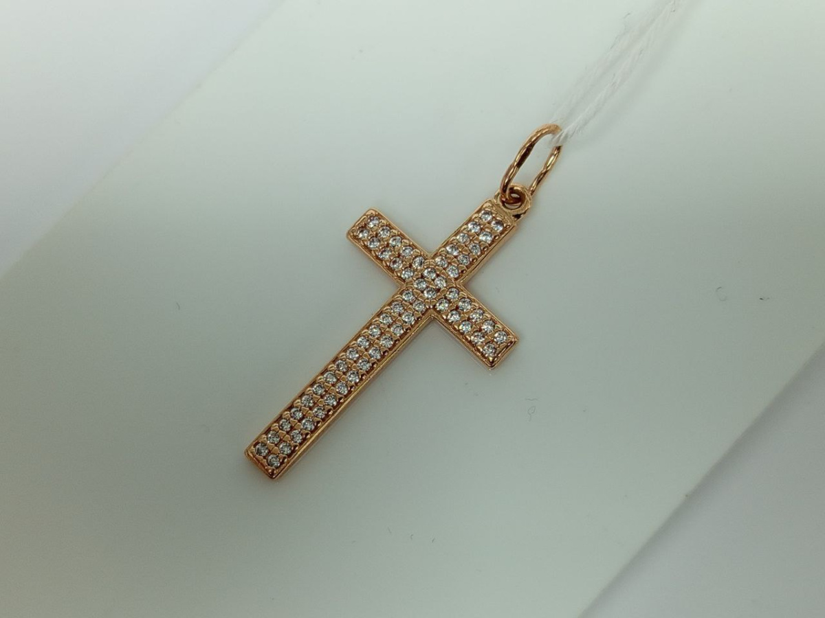 ПОДККИ585 ПОДВЕСКА КРЕСТ С КАМНЯМИ (Au 585)