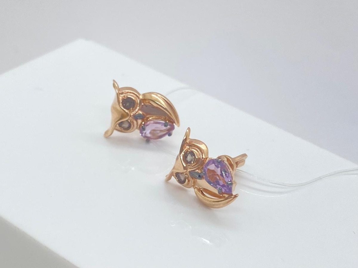 СЕРЬГИ ПУСЕТЫ аметист (Au 585)
