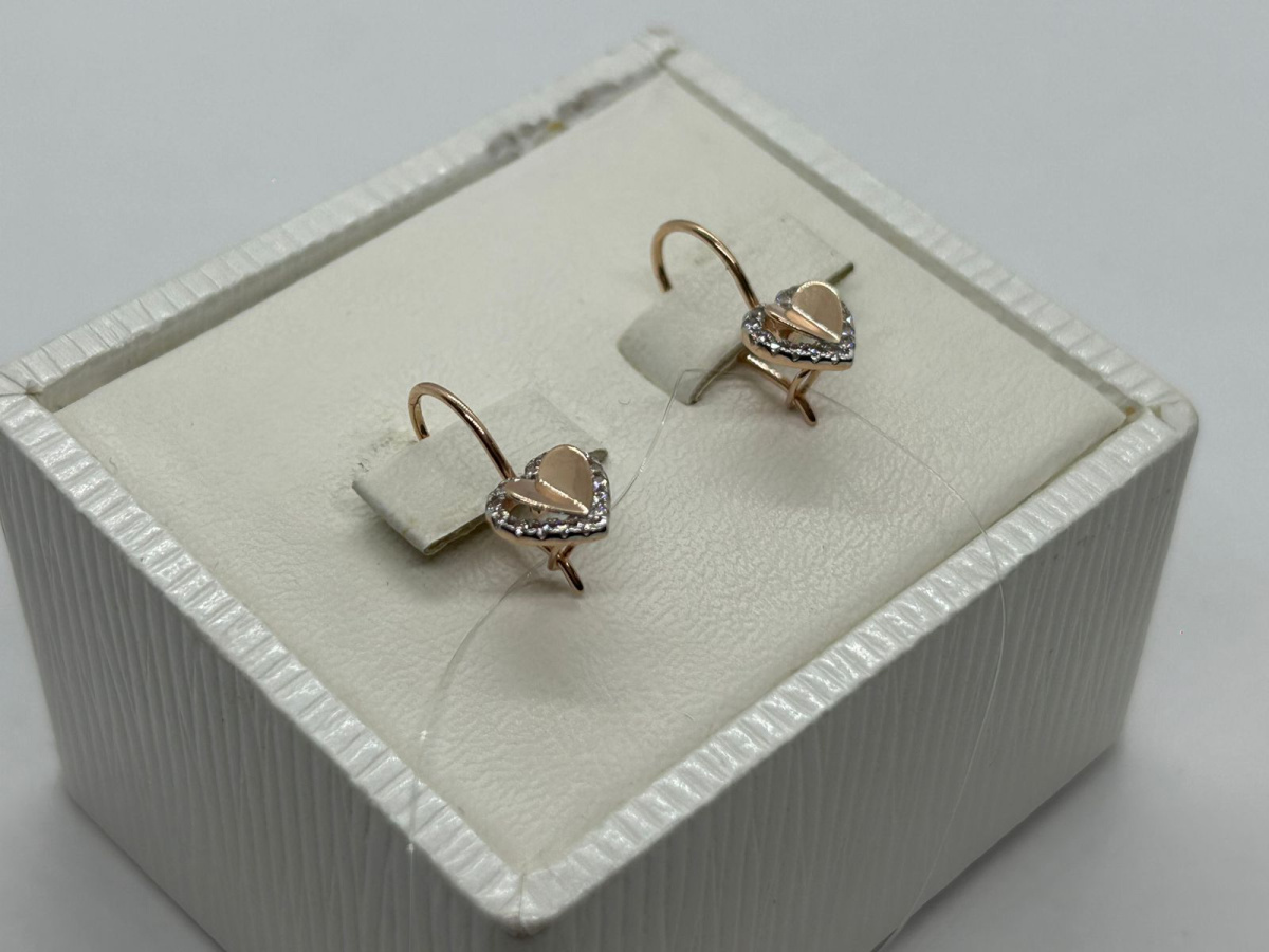 СЕРЬГИ ПЕТЕЛЬКА с камнями (Au 585)