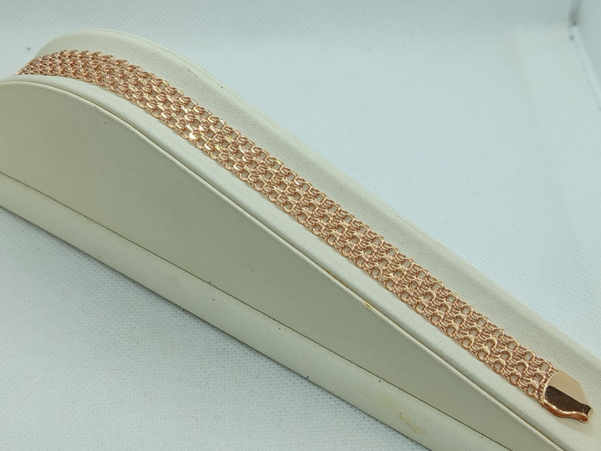 Бисмарк Б50 Трехрядный БРАСЛЕТ ПУСТОТЕЛЫЙ (Au 585)