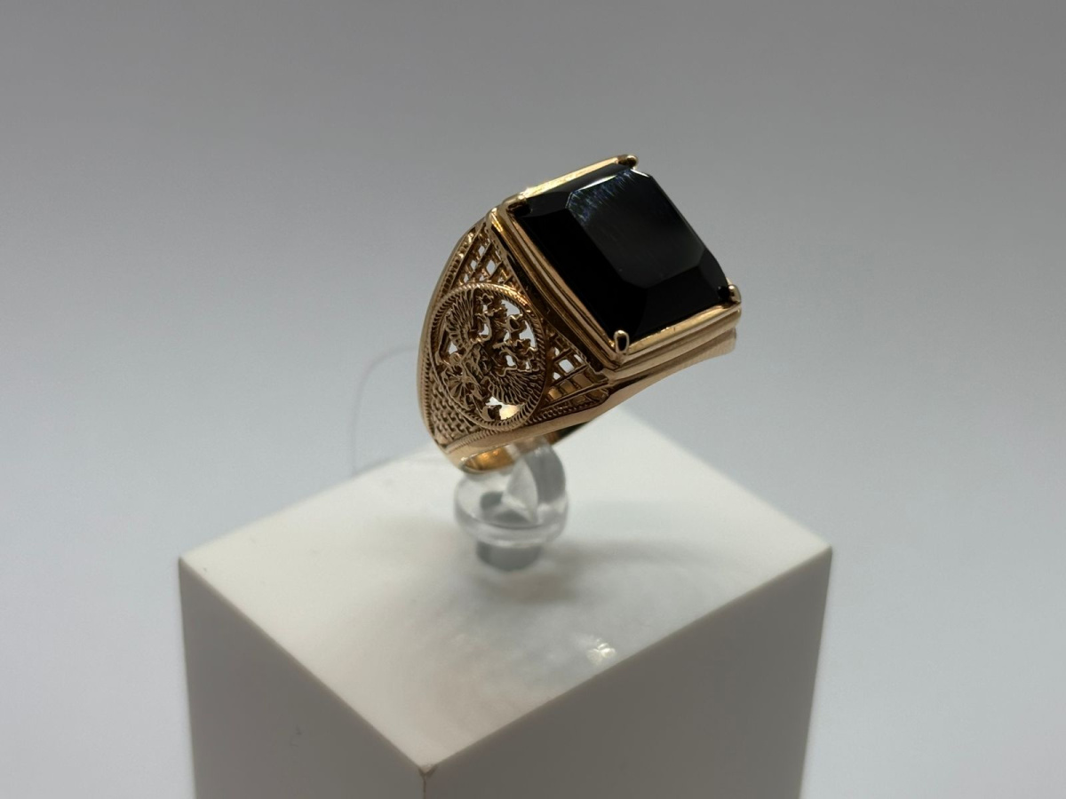 821466Аг.Ч КОЛЬЦО ПЕЧАТКА с камнем (Au 585)