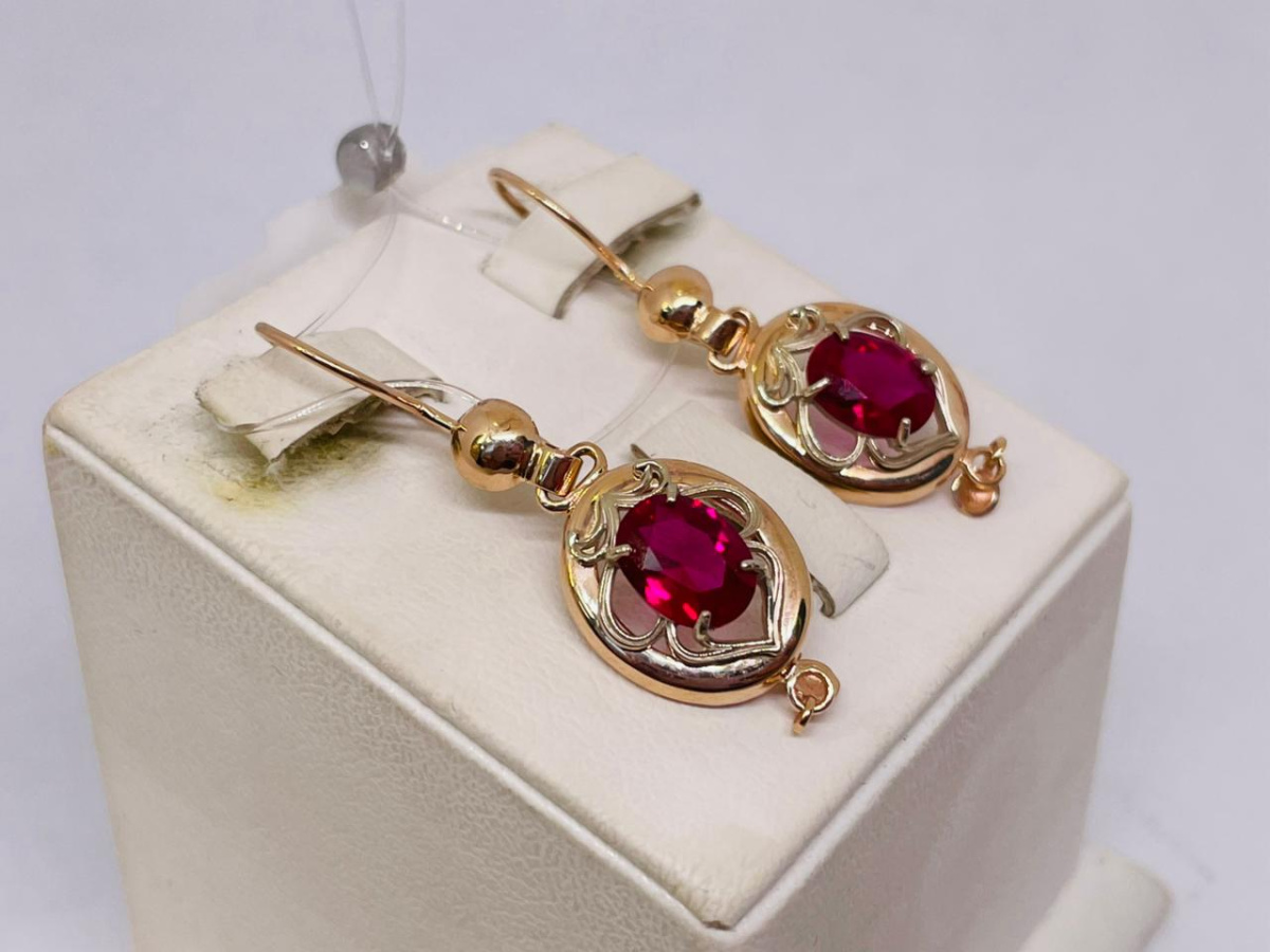 С-216м_au СЕРЬГИ С КАМНЕМ (Au 585)