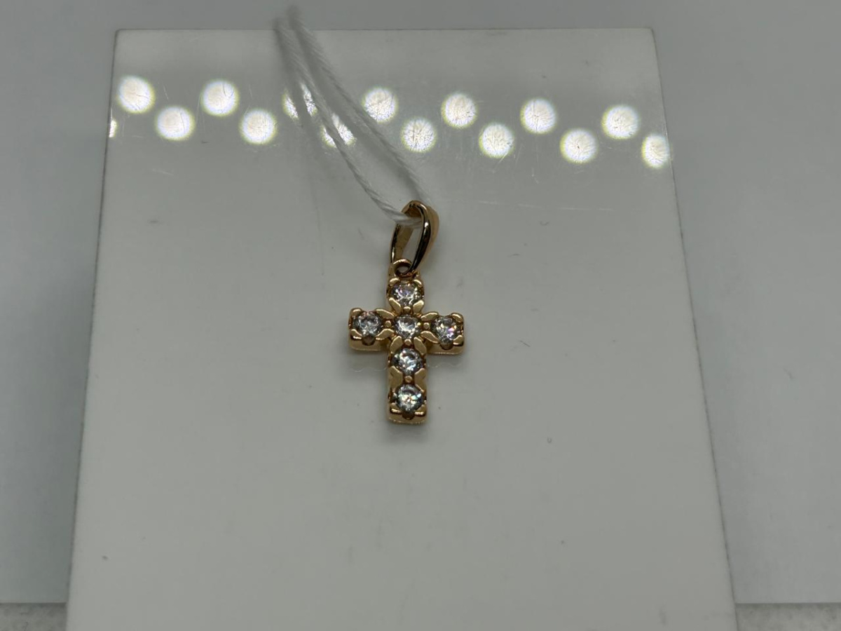 ПОДККИ585 ПОДВЕСКА КРЕСТ С КАМНЯМИ (Au 585)