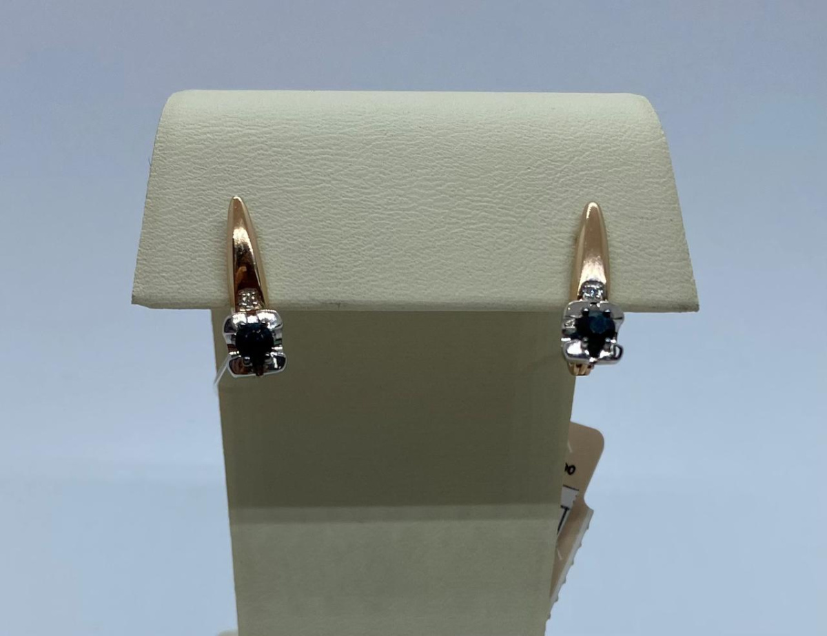 СЕРЬГИ Бриллиант, сапфир (Au 585)