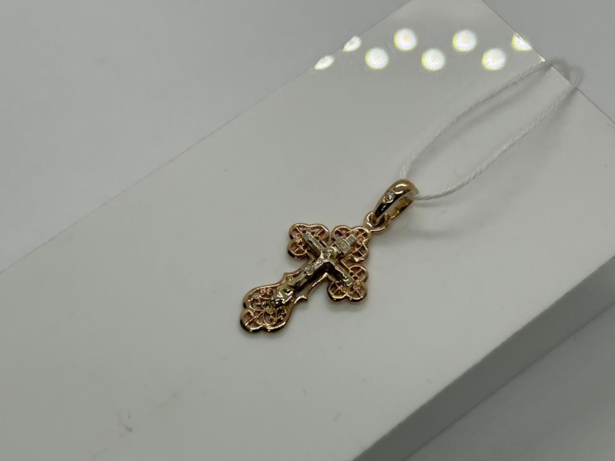 ПОДККИ585 ПОДВЕСКА КРЕСТ С КАМНЕМ (Au 585)