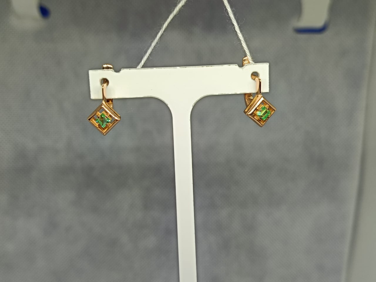 СКМ585 СЕРЬГИ С КАМНЕМ (Au 585)