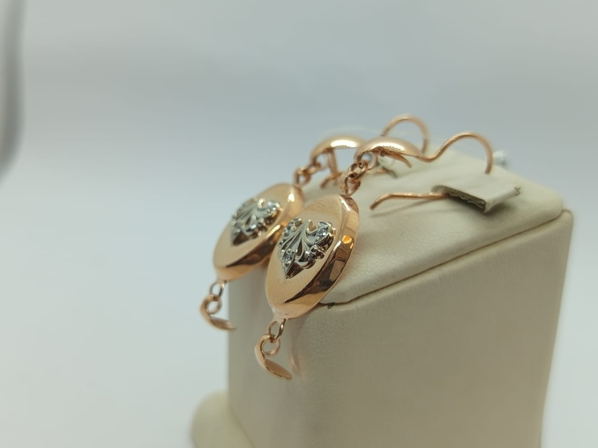 СЕРЬГИ ПЕТЕЛЬКА с камнями (Au 585)