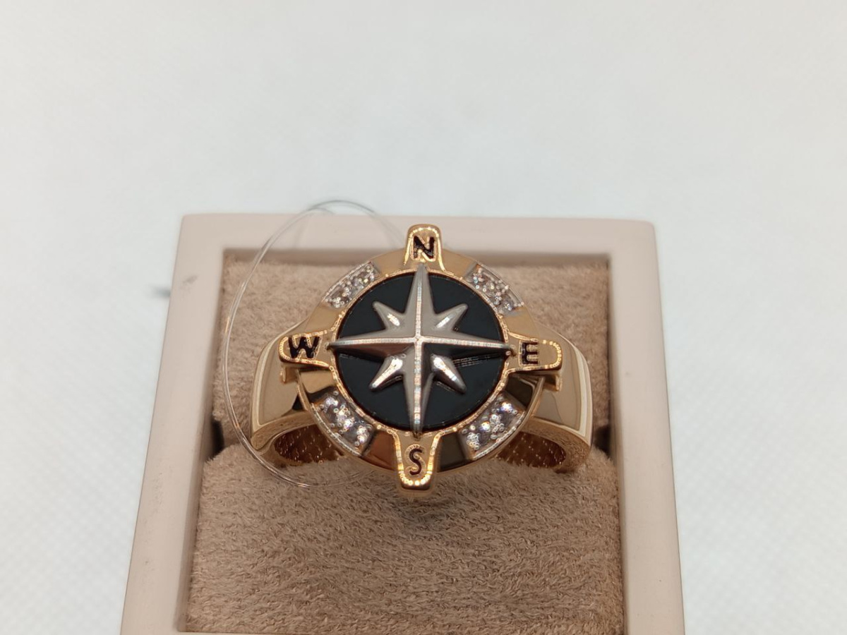 040013 КОЛЬЦО ПЕЧАТКА с камнями (Au 585)