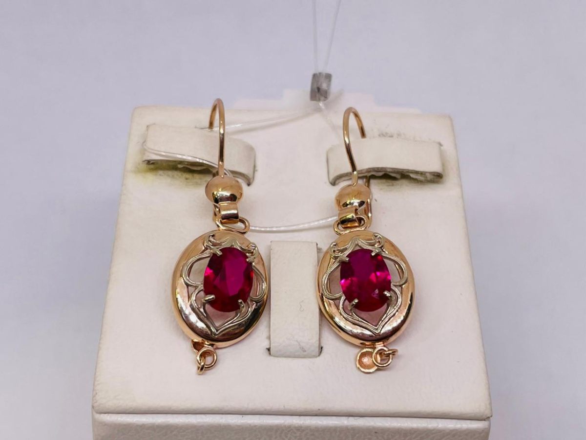 С-216м_au СЕРЬГИ С КАМНЕМ (Au 585)