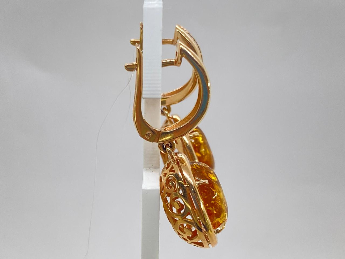 СЕРЬГИ ЯНТАРЬ (Au 585)