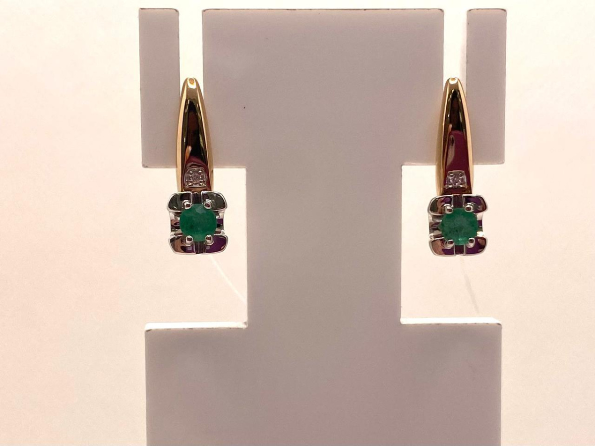 СЕРЬГИ Бриллиант, изумруд (Au 585)