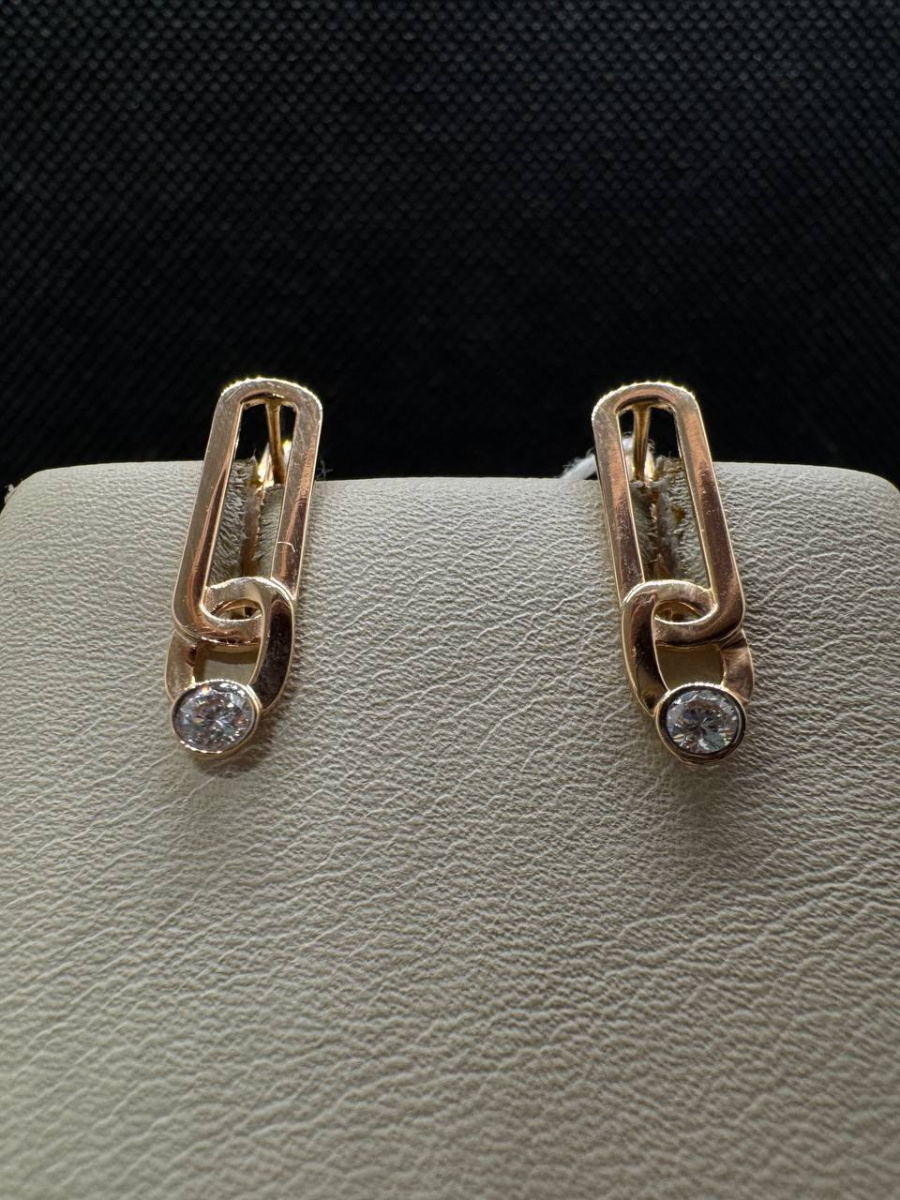 СКМ585 СЕРЬГИ С КАМНЕМ (Au 585)