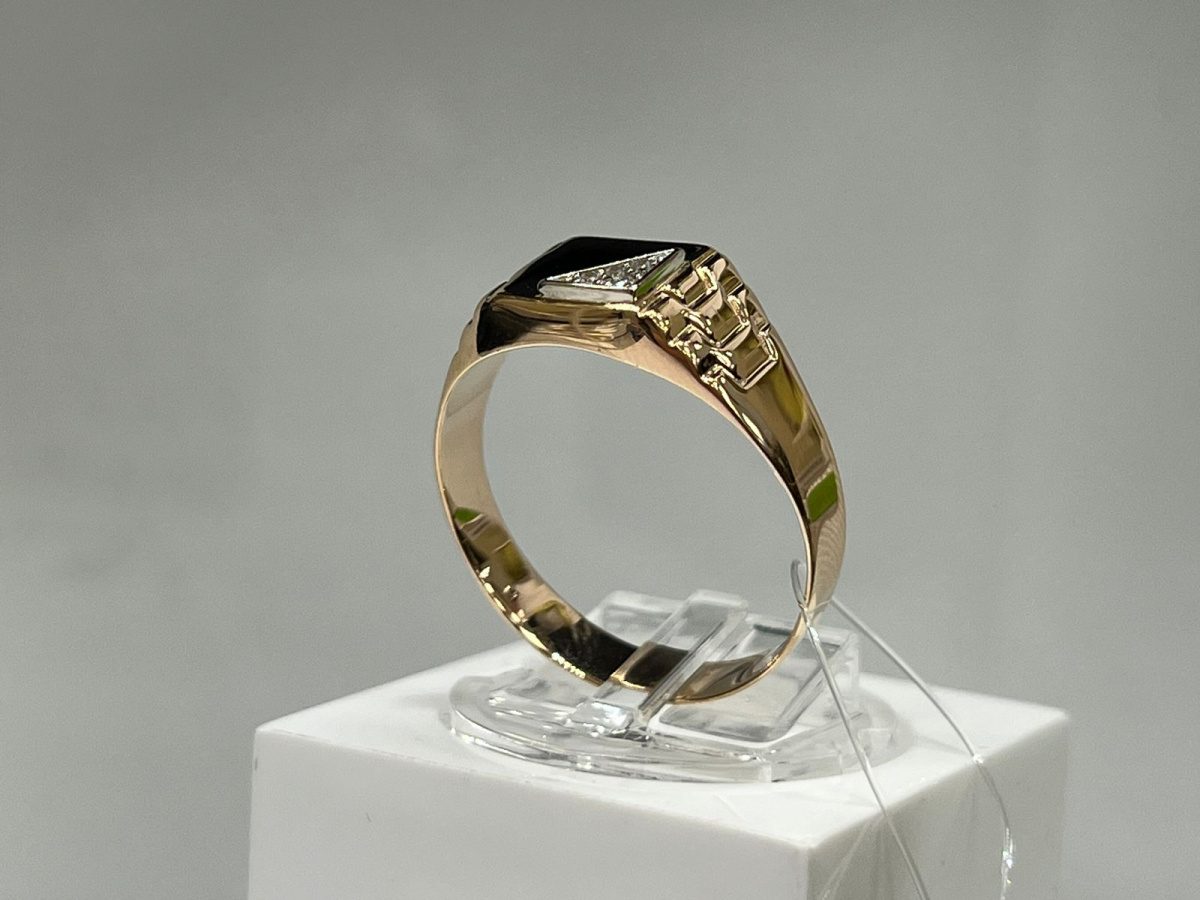 04-61-0190-00 КОЛЬЦО ПЕЧАТКА с камнями (Au 585)