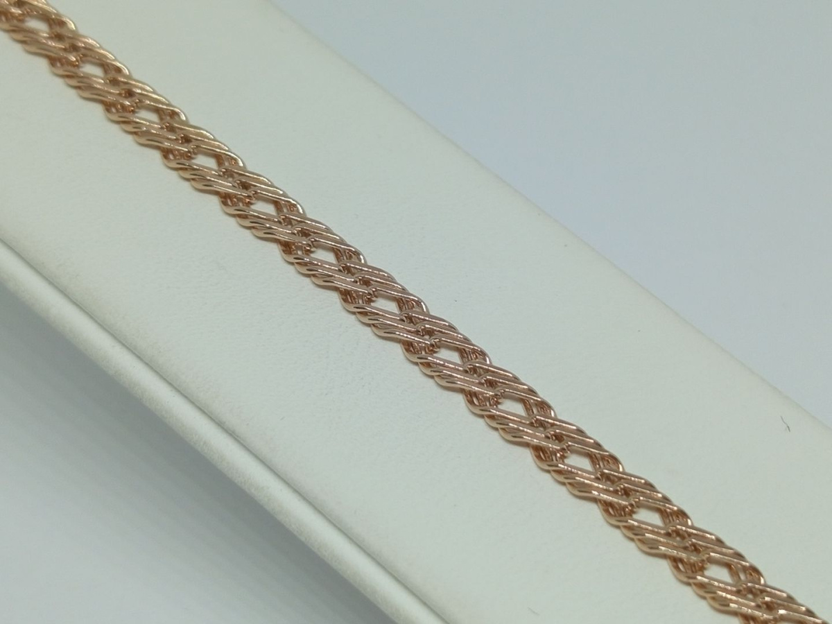 БРАСЛЕТ ПУСТОТЕЛЫЙ Ромб тройной Au 585