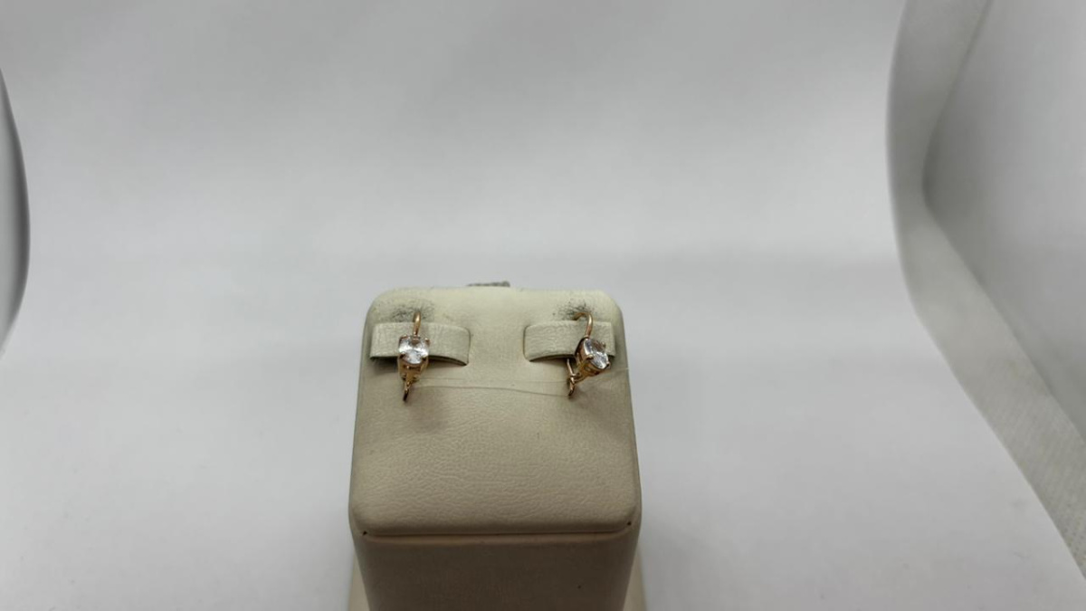 СЕРЬГИ ПЕТЕЛЬКА с камнем (Au 585)