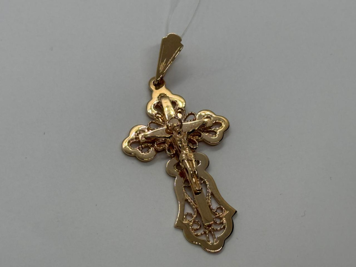 130040 ПОДВЕСКА КРЕСТ без камня (Au 585)