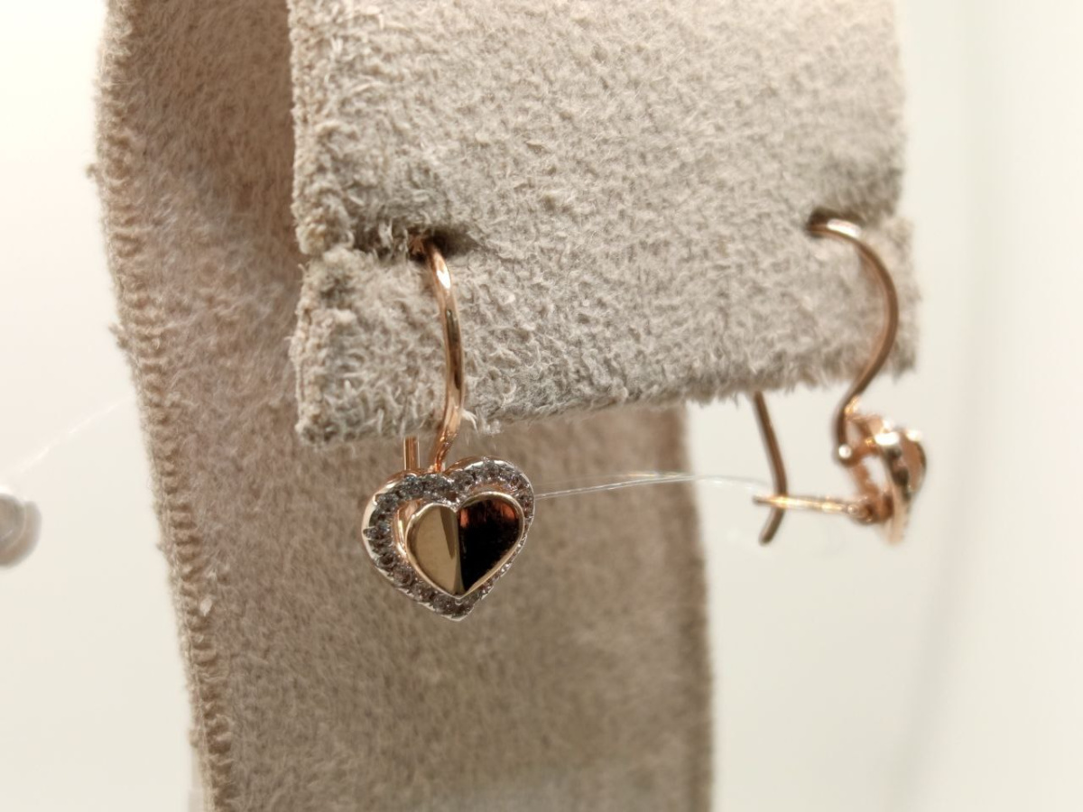 СЕРЬГИ ПЕТЕЛЬКА с камнями (Au 585)