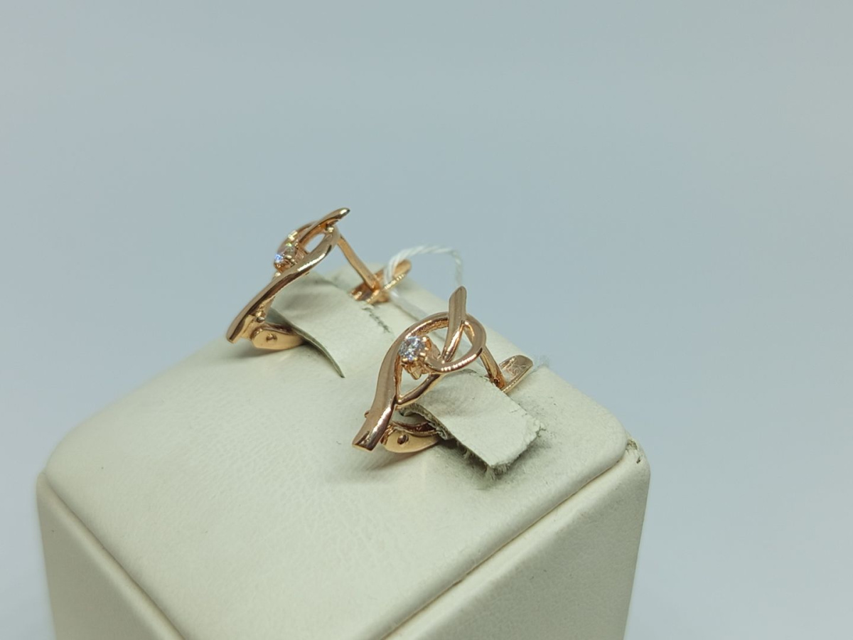 СКМ585 СЕРЬГИ С КАМНЕМ (Au 585)