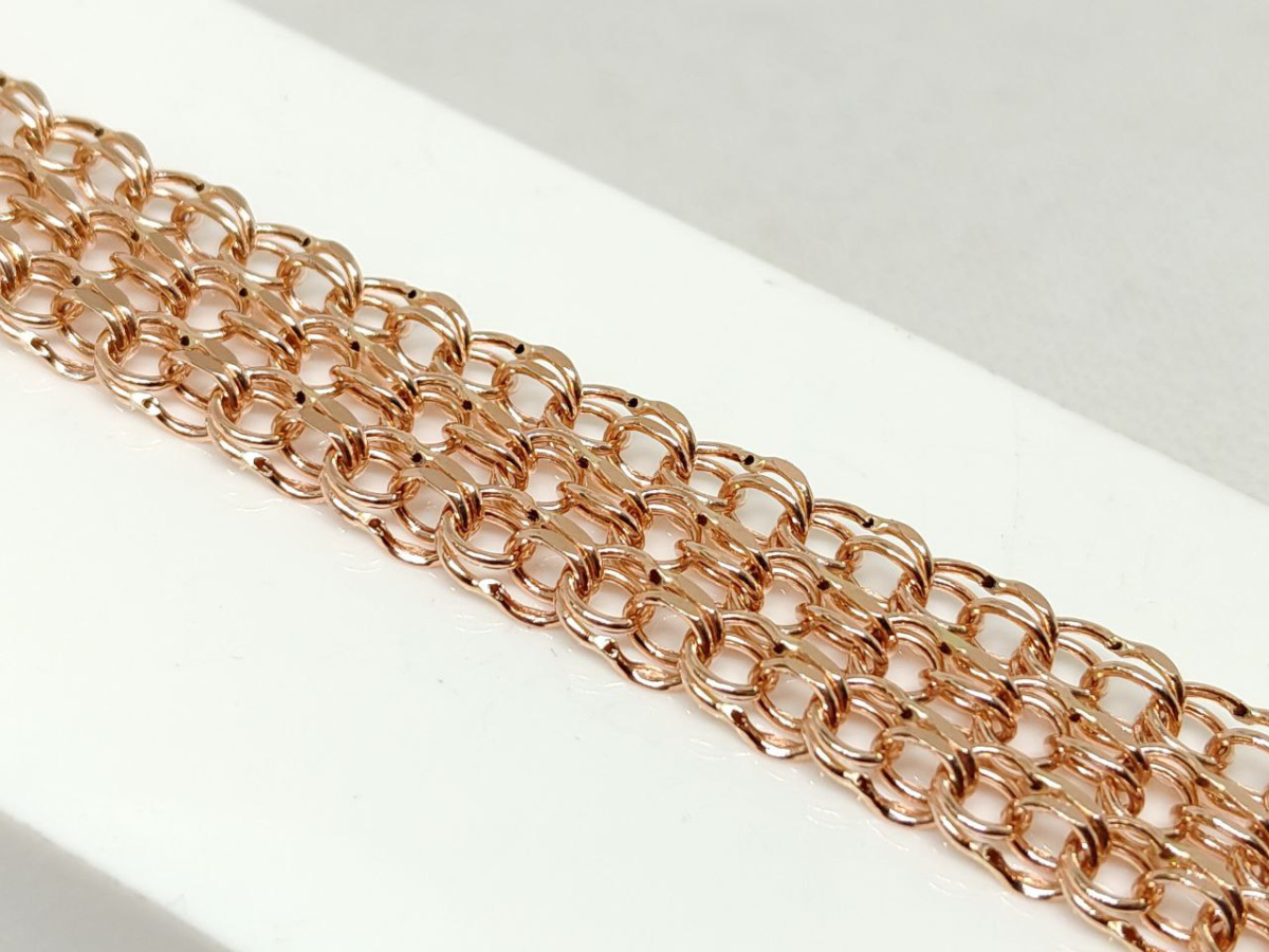 БРАСЛЕТ ПУСТОТЕЛЫЙ Бисмарк тройной (Au 585)